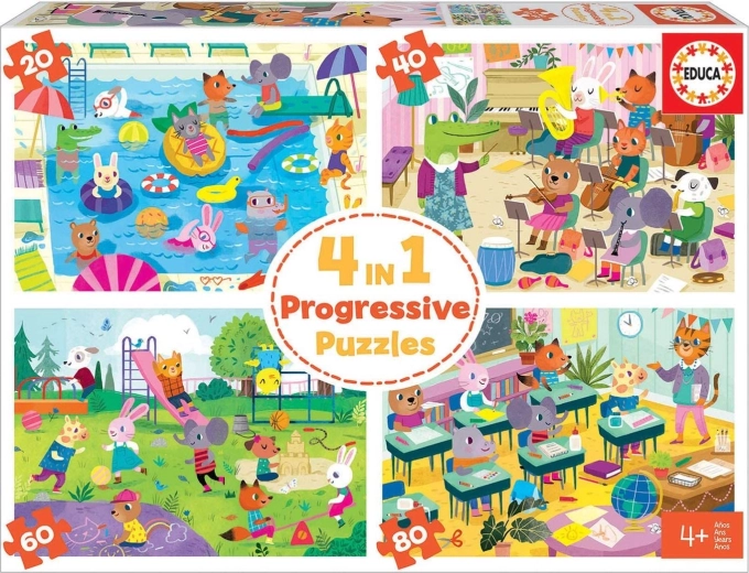 Educa puzzle A Day at School 4-in-1 (20–80 pieces)