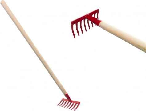 Children’s garden rake with wooden handle – Red
