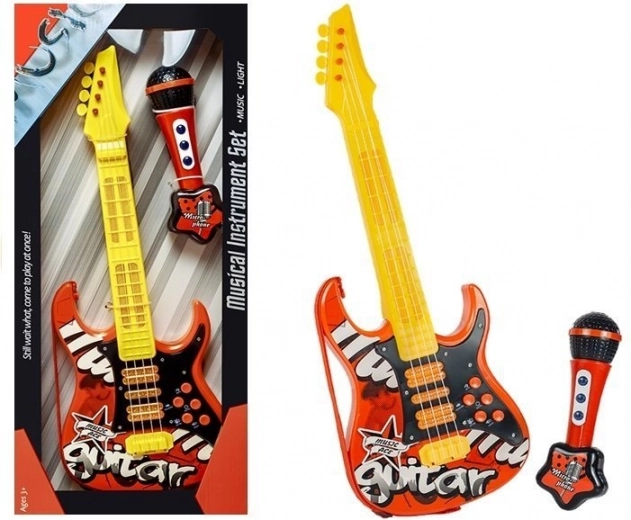 Guitare électrique pour enfants et microphone rouge