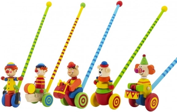 Dřevěné strkadlo klaun 60 cm