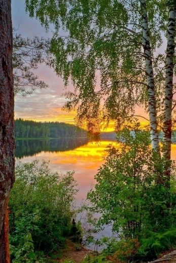Diamond Painting Sunset Over the Lake 30x40 cm