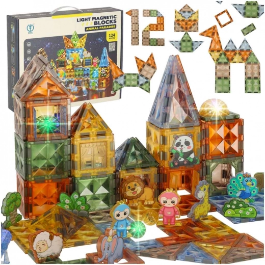 Glowing Magnetic Building Set 124 Pieces