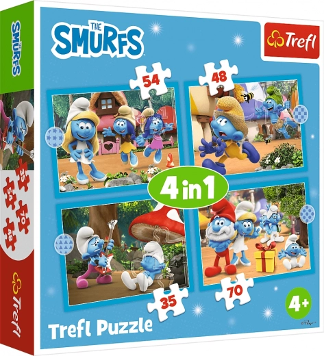 TREFL puzzle Hupikék Törpikék falu 4 az 1-ben