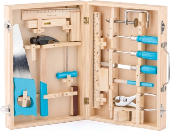 Kleine klusser – houten gereedschapsset in koffer