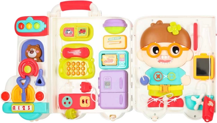 Tevékenységekkel teli hordozható bőrönd