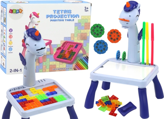 Mini projector and table 2-in-1 unicorn blue