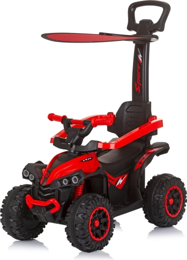 chipolino futóbicikli vezetőrúddal és napellenzővel atv red