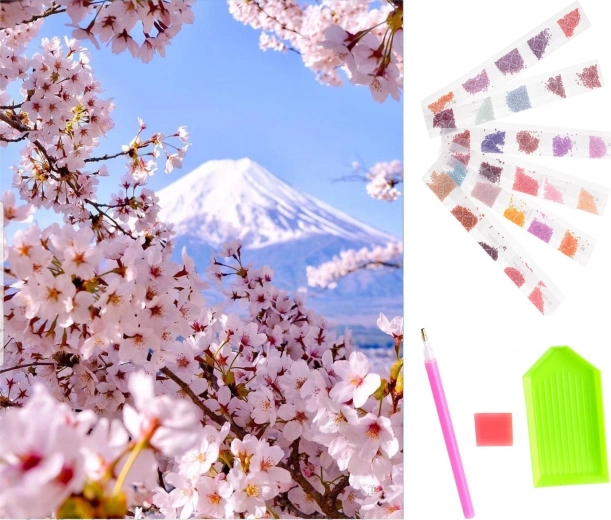 Diamond Painting Set with Cherry Blossom Motif