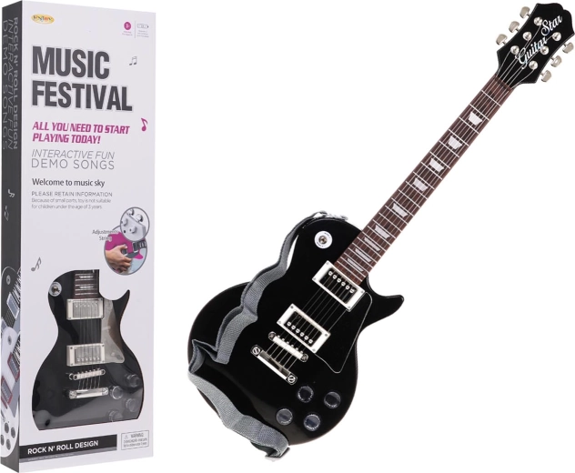 Chitarra elettrica per bambini con cuffie e microfono – nero