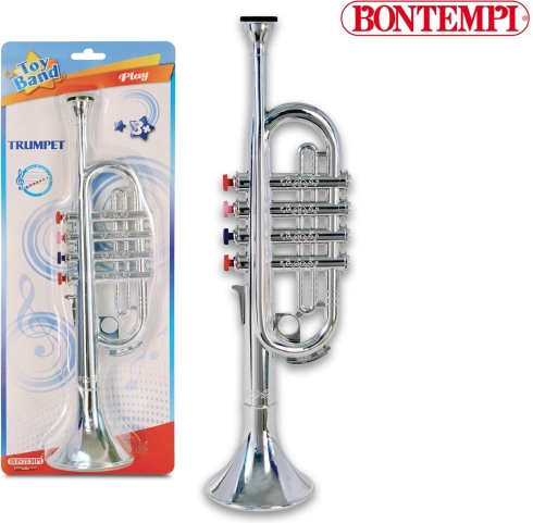 Fényes fém trombita négy szeleppel