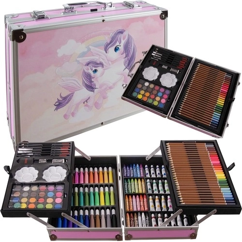 Set de peinture en valisette avec licorne 144 pièces MAALEO