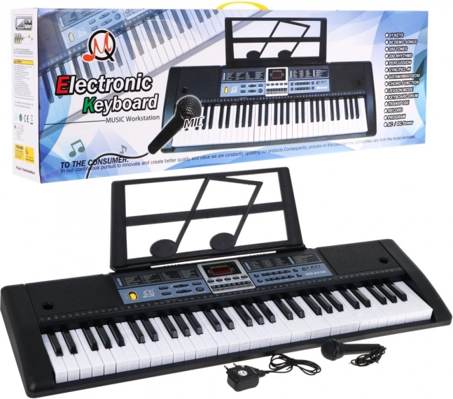 Children's Keyboard Instrument with 61 Keys with Fashion Functions for Learning and Microphone