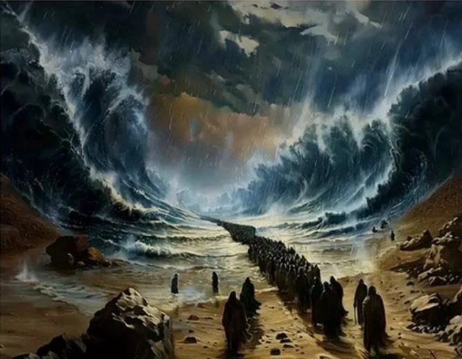Diamantmalerei Moses’ Durchzug durchs Meer 30 × 40 cm