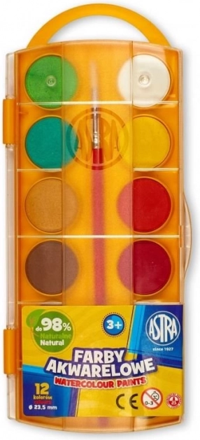 Astra Watercolors, 12 colors, Ø 23.5 mm, with brush
