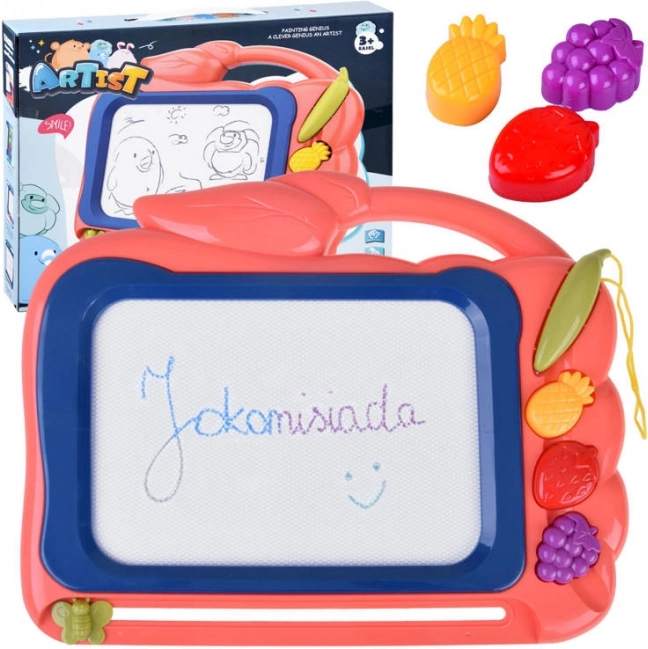 magnetic drawing board with magic screen and fruit stamps
