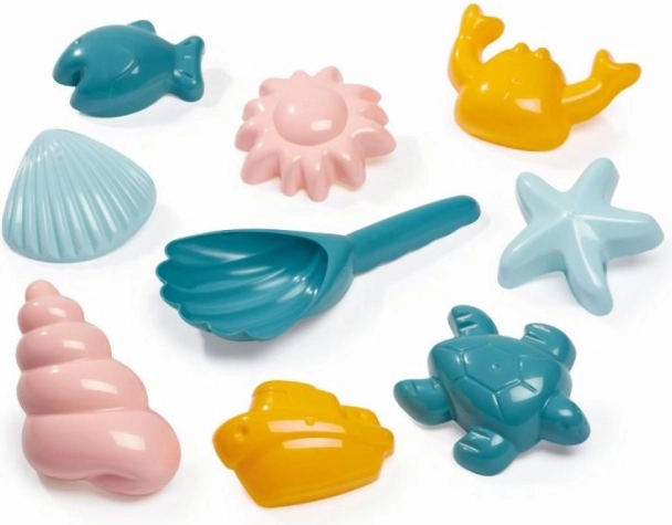 Set de moules à sable avec motifs marins et pelle en forme de coquillage