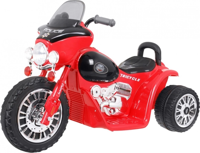 Detský elektrický chopper s 3 kolesami a LED svetlami – Červená