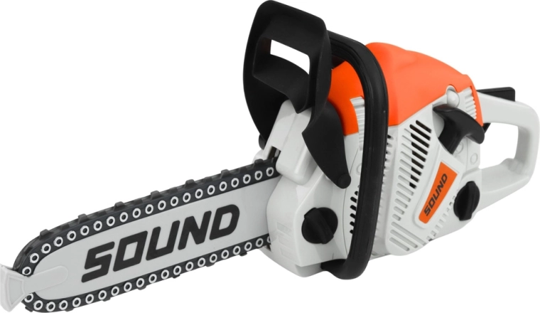 Chainsaw with sounds and rotating chain