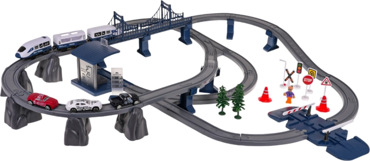 Elektrische treinbaan met station en accessoires, 103 onderdelen