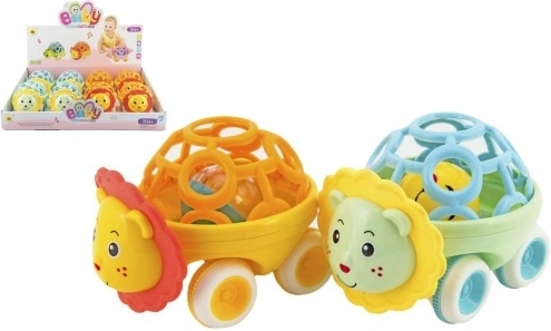 Rattle Car with Animal, Plastic, 14 cm, Freewheel, 2 Colors