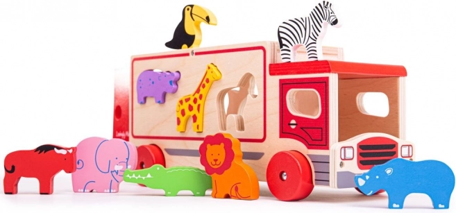 Houten vrachtwagen met safari-dieren