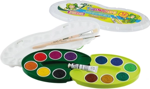Watercolors with Palette and Brushes for Kids