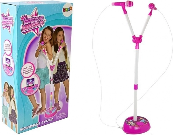 Kids’ dual karaoke microphone with stand and lights, MP3