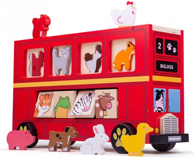 Houten bus met diertjes Bigjigs