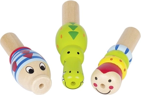 Fischietto in legno a forma di animaletto – mix di motivi