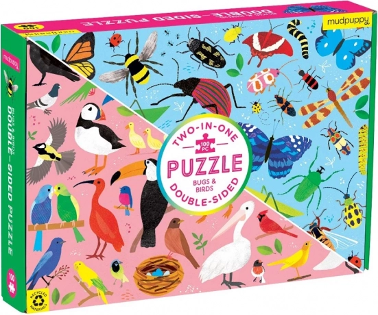 Mudpuppy Double-Sided Puzzle Bugs and Birds 100 Pieces