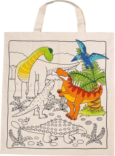 Cotton Coloring Tote Bag – Dinosaurs
