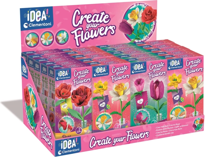 Clementoni Mini Flower Factory – creative kit for making paper flowers