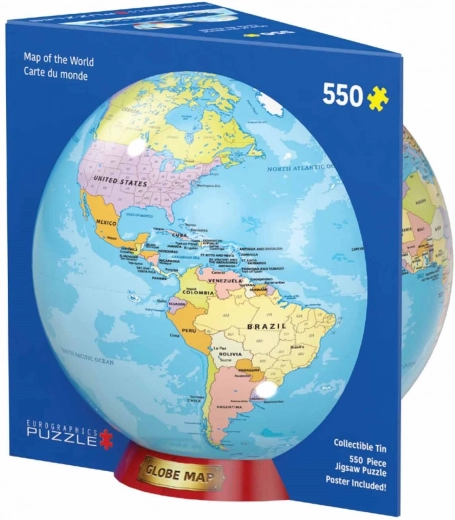 World Map Puzzle 550 Pieces in a Tin Box