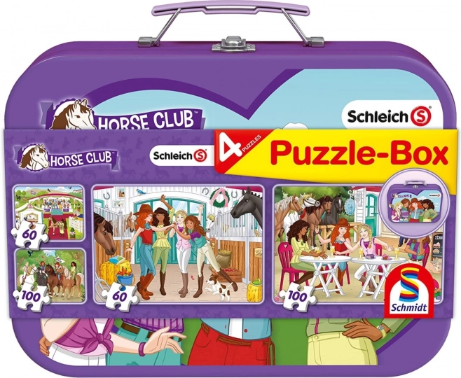 Puzzle SCHMIDT Schleich Horse Club 4-in-1 in a tin suitcase