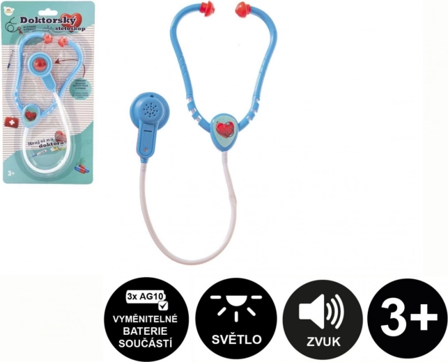 Stéthoscope en plastique pour enfants avec lumière et son, 53 cm
