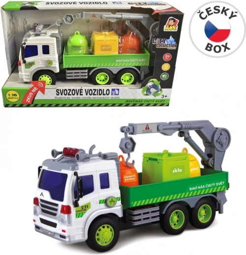 Garbage Truck City Collection with Recycling Bins