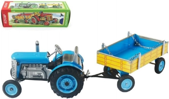 Tracteur Zetor avec Remorque Bleue