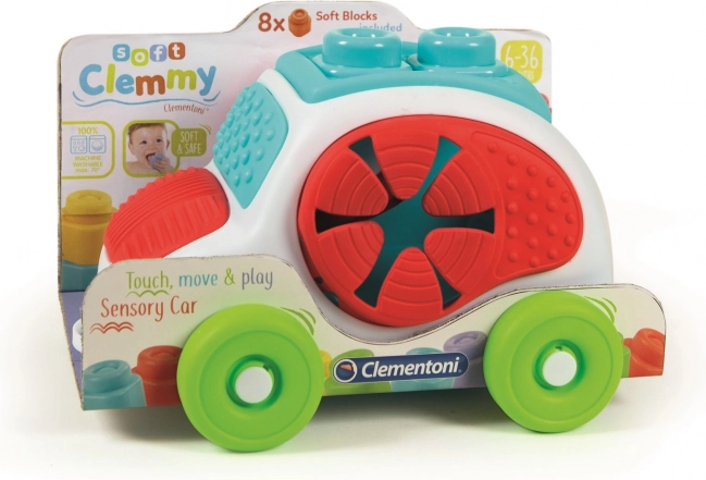 Sensoryczny sorter–autko z miękkimi klockami CLEMMY – BABY CLEMENTONI