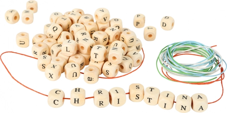 Grote houten kralenketting met letters Small Foot