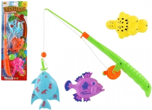 Jeu de pêche magnétique pour enfants avec canne et 3 animaux, assortiment de couleurs