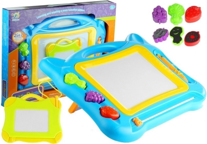 Large 2-in-1 Magnetic Drawing Board with Stamps and Mini Board