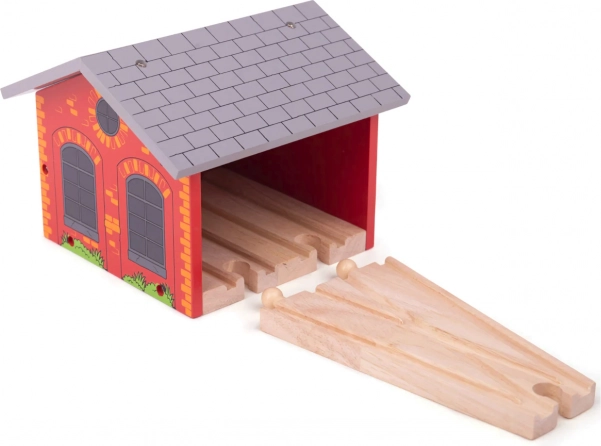 dépôt en brique pour deux petits trains BIGJIGS RAIL