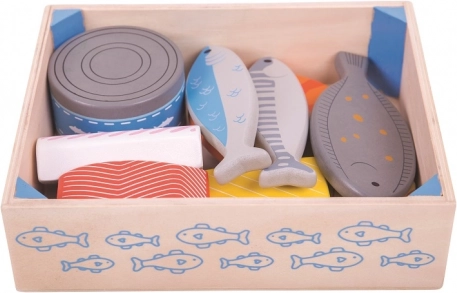 Fruits de mer en bois dans une boîte Bigjigs Toys