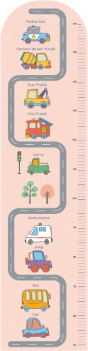 Children's Foam Wall Growth Chart Cars