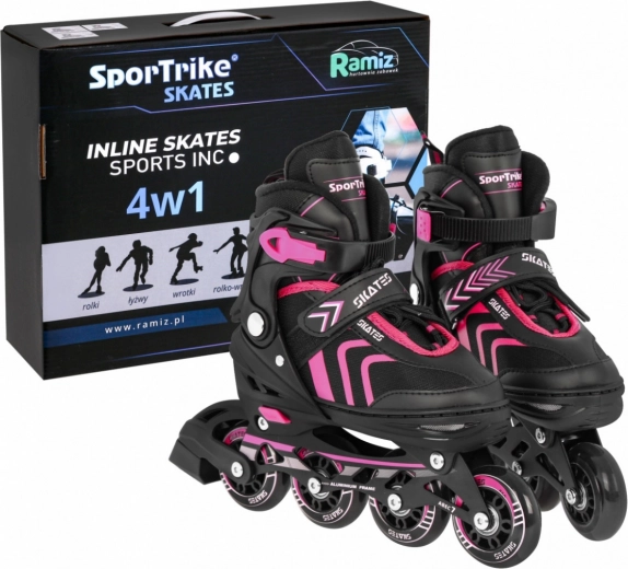Set 4-in-1 kinder skates: inline, quads en ijsschaatsen, maat 29–33 – Roze