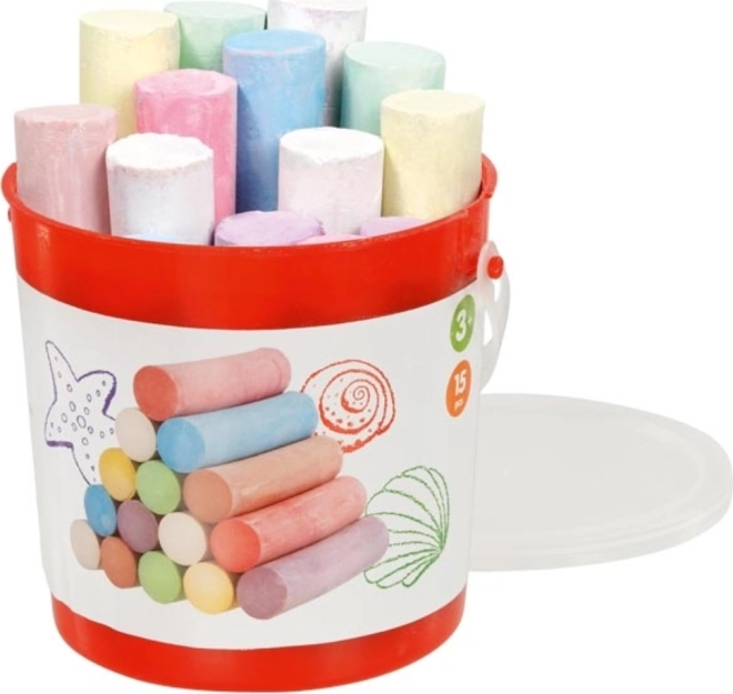 GOKI Colored Sidewalk Chalk in Bucket, 15 pcs