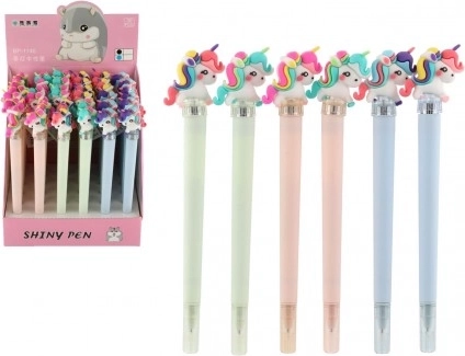 Lichtgevend pen met eenhoorn, kunststof, 3 kleuren