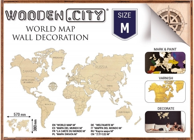 Wooden World Map M 57 × 38 cm WOODEN CITY