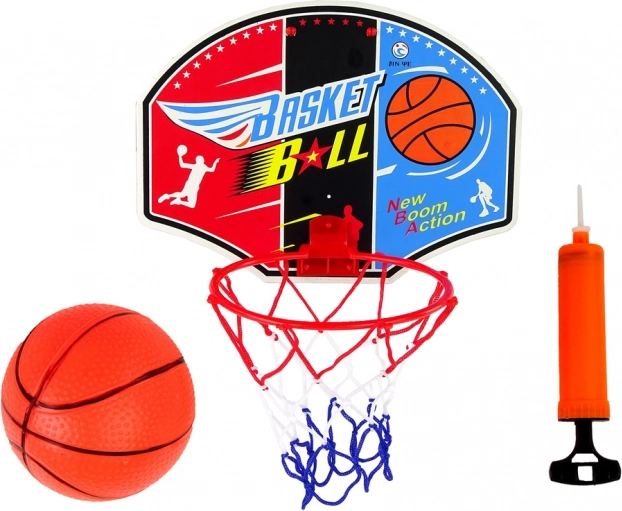 Mini-basketballsæt med tavle, ring, bold og pumpe