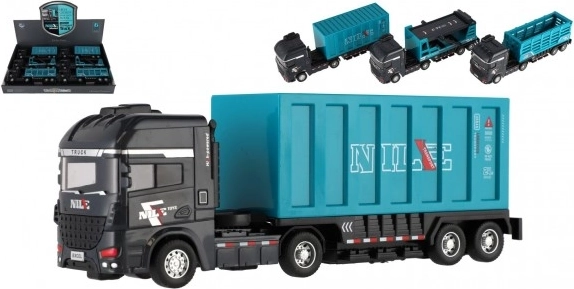 Plastic freight truck 26 cm with friction drive – container or car transporter